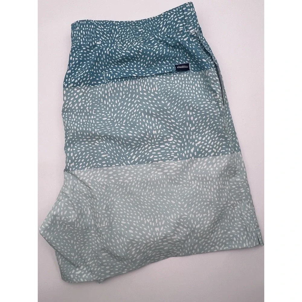 Chubbies Swim Trunks Aqua Geometric Men's 2XL 5.5